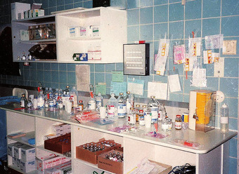 Stationszimmer morgens mit vorbereiteten Infusione